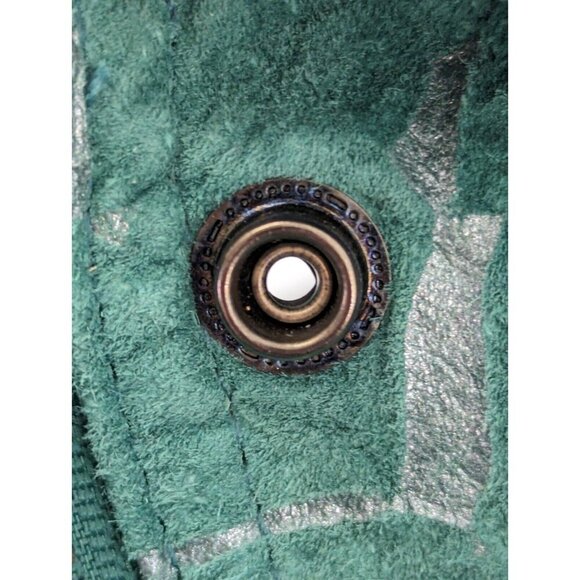 Paris Sport Club Womens Suede Turquoise Bomber Jacket Vtg Size Large Leaf Motif - Picture 13 of 16